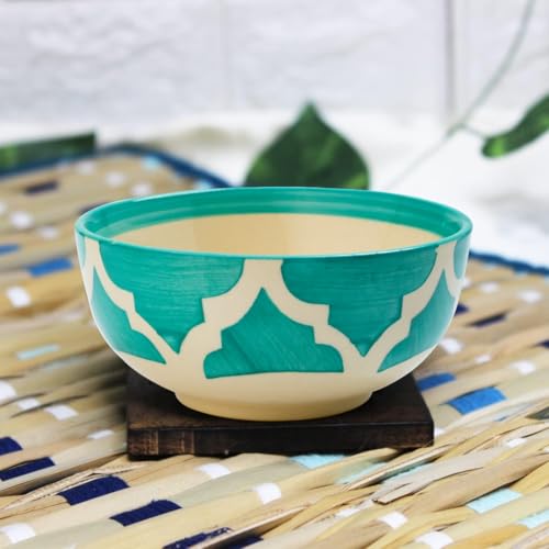 Image of Ceramic Bowl Set | 2-Piece Lightweight Crockery for Daily Use | Seafoam Green Ramen & Snack Bowls (200ml Each) | Elegant Microwave & Dishwasher Safe | Perfect Christmas & New Year Gift
