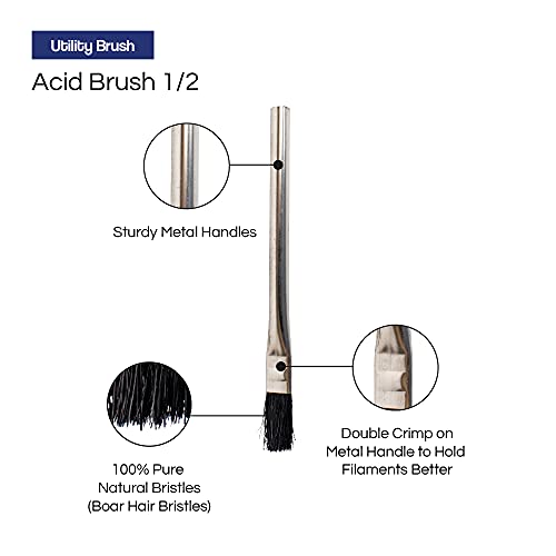 Pro Grade - Acid Brushes - 144 Count 3/8" Boar Hair Acid Flux Brushes #TOP2