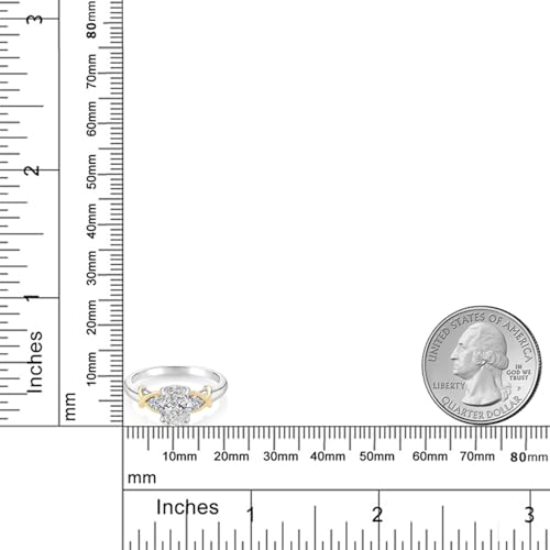 10K Yellow Gold and 925 Silver Gemstone Birthstone and Lab Grown Diamond Engagement Ring For Women | Oval 8X6MM and Round 2MM | Two-Tone Intertwined Crossover Wedding Anniversary Promise Ring4