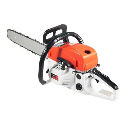 20" Gas-Powered Chainsaw 2000W 52CC 2-Stroke Gasoline Chainsaw, Petrol Chain Saw Cutting Wood Gas Sawing Air-Cooled Chain Saw Set 7500rpm High Speed with a Hand-Pull Spring-Loaded Starter Handle