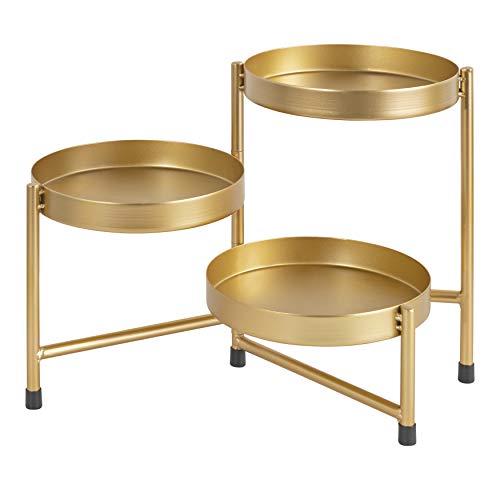 Kate and Laurel Finn Modern Tri-Level Plant Stand, 7.25 x 7.25 x 10, Gold, Indoor Multi-Tiered Plant Stand for Tabletop by Kate and Laurel - Used condition - US$30.82