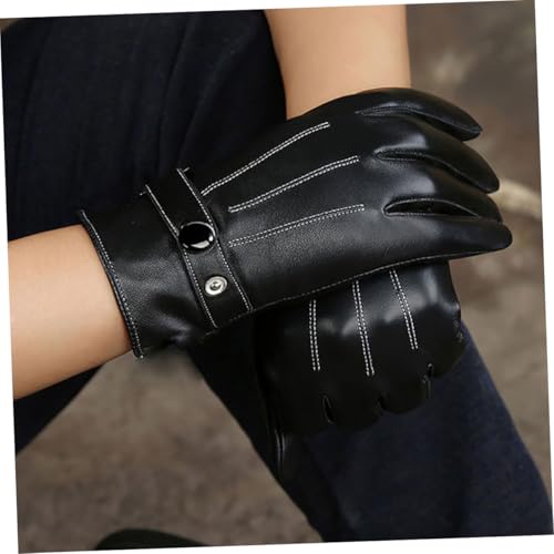 Guantes de conducción contra manos heladas con cuero PU impermeable 4