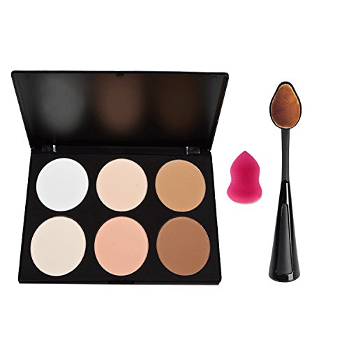 Makeup Palette ,Start Makers 6 Colors Contour Highlighting Kit Oval Toothbrush and Mini Sponge