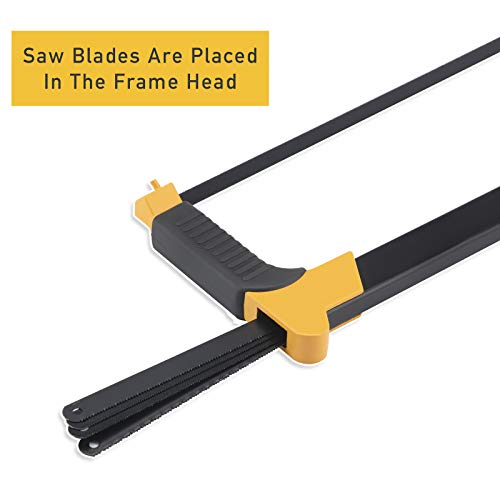 LAND 12 Inch Hacksaw - Heavy Duty Coping Saw with 4 Extra High-Carbon Steel Blade, for PVC, Pipe, Carpentry - Thumbnail 7