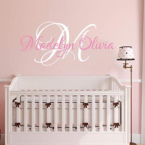 Girl Name Wall Decals/Baby Girl Name Nursery Wall Decor/Personalized Custom Name Vinyl Wall Art Decal Sticker/Teen Girls Name Bedroom Decor/Monogram Name Wall Decal vs29