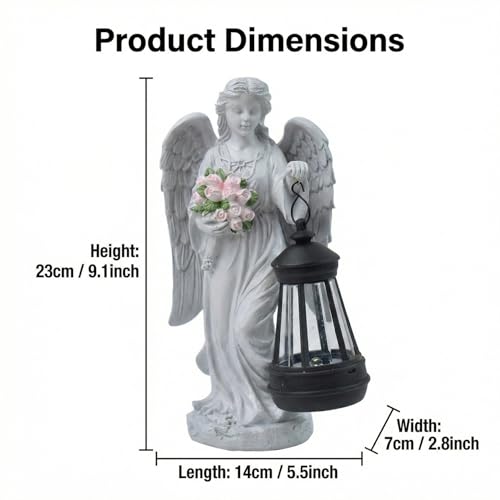 Figurine d'ange de jardin solaire en résine étanche pour éclairer vos allées sombres