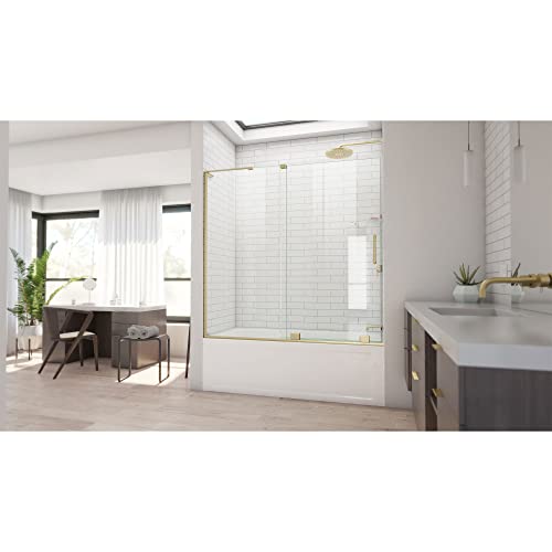Dreamline Mirage-X 56-60 In. W X 58 In. H Frameless Sliding Tub Door In Brushed Gold #TOP1