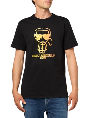 Karl Lagerfeld Paris Men's Pullover Short Sleeve Easy Dressing T-Shirt, Black