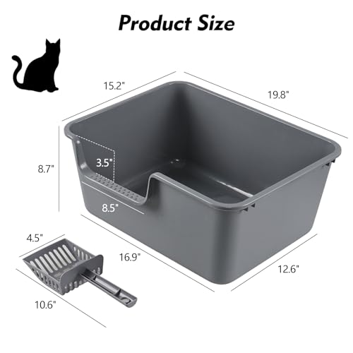 Juego de 4 areneros plásticos abiertos para gato gris miniatura 2
