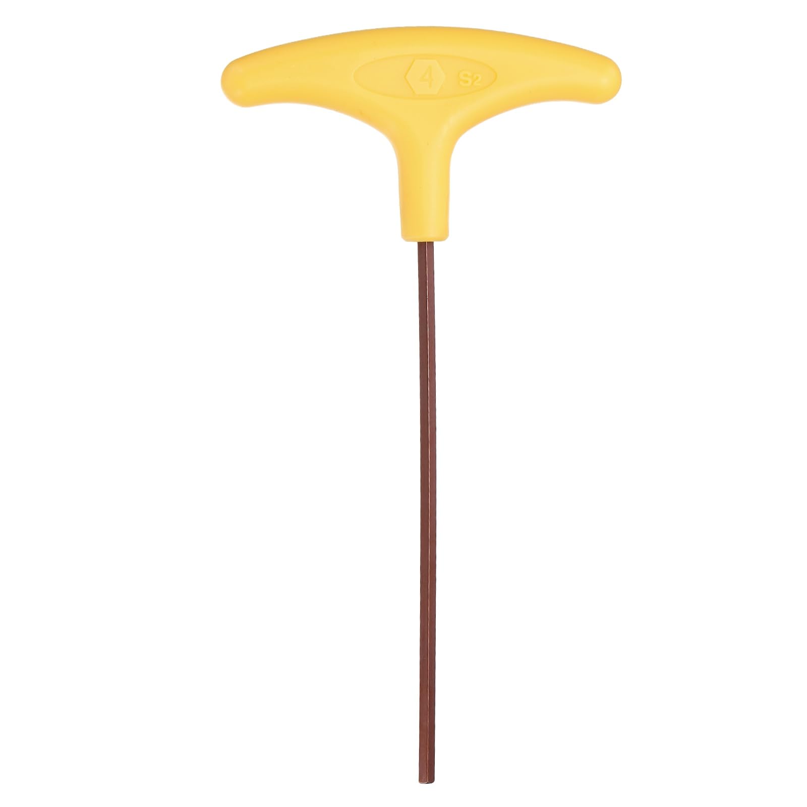 sourcing map T-Handle Hex Key Wrench 4mm Metric S2 Steel Long Arm Yellow T-Key Flat End Inner Hexagon Spanner Repairing Tool for Home Auto Maintenance Bike Motorcycle Repair