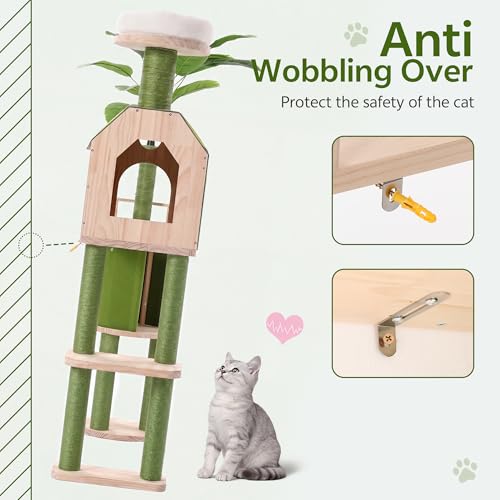 Homiflex Solid Wood Cat Tree for Automatic Litter Box, 57.8 Inches Green by Homiflex - Used condition - Image 5