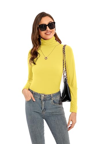 Image of Womens Long Sleeve Turtleneck T-Shirts Casual Lightweight Slim Fit Cozy Base Layer Top