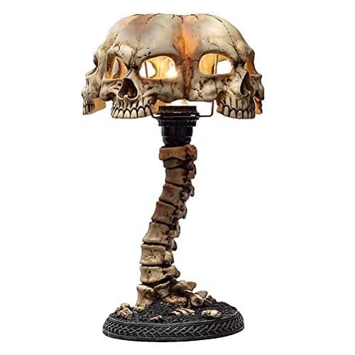 Sfntion 3D Light Up Skeleton Lamp, 4 Head Skull Resin Table Lamp Led Retro Night Light Halloween Industrial Style Horror Lamp Decoration #TOP1