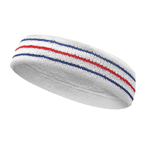 Image of COUVER Tennis Headband - Cotton Terry Cloth Sweatband for Men & Women - High Absorbency Athletic Hairband for Gym, Basketball & Running - 1 Piece