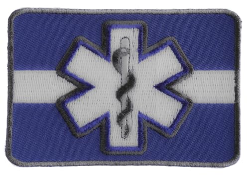 Ivamis Trading Thin White Line Patch - 3.5x2.4 inch Embroidered Iron On Sew On Patch