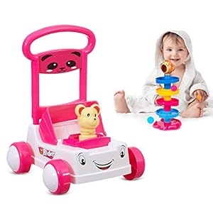 NHR First Step Sit-to-Stand Activity Baby Push Walker with Drop Ball Combo Pack (9 Months to 18 Months, Pink)