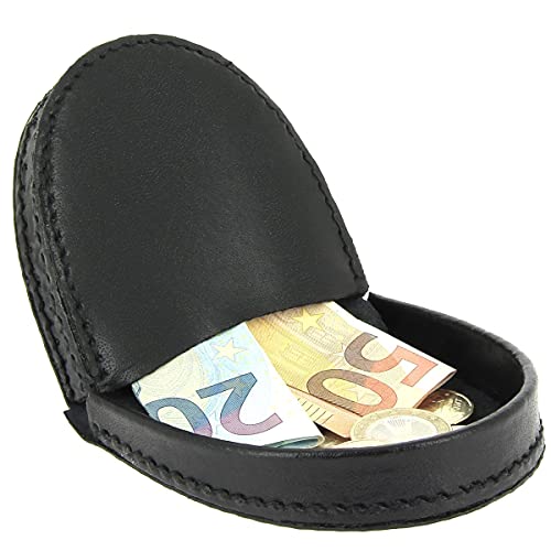 KARL LOVEN Portamonete uomo slim pelle modello Bacino Piccolo Leggero Sottile e Resistente Monete Banconota Nero