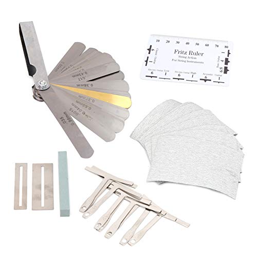 Guitapaiキット、ギター半径定規、Tルールサンドペーパー研磨Sを備えた完全なケアツールセット、Ukuベースのメンテナンスに不可欠なDIYツール