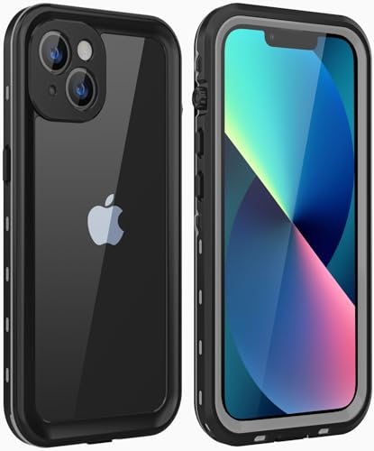 Dewfoam Design for iPhone 13 Mini Case Waterproof Full Body Phone Case with Screen Protector & Camera Lens Protector Shockproof Dust Proof Phone Case for iPhone 13 mini 5.4inch (Black)