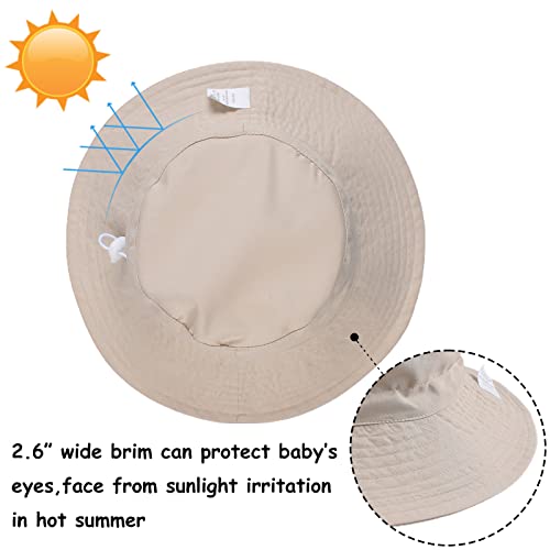 Baby Toddler Girls Bucket Hat Newborn Sun Hats For Boys Classic Infant Summer Uv Protection Hats Kids Beach Cap 0-8 Years (Beige, 50) #TOP2