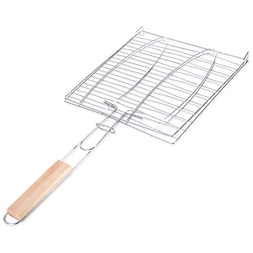 Grilling Basket, Fishs Grill Network Wire Grill Bbq Grilled Fish Vegetables Clip outdoor Barbecue Tools with Heat Resistant Handle for Outings Camping Parties