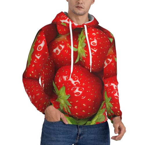 Sweat à capuche homme imprimé fraises à cordon de serrage pour un style quotidien