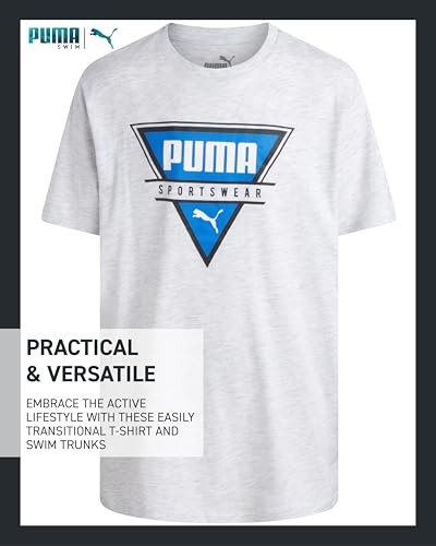 PUMA Boys Swim Set - Bathing Suit Swim Trunks with Matching Basic Short Sleeve T-Shirt - Swimwear Set for Big Boys (8-20)4