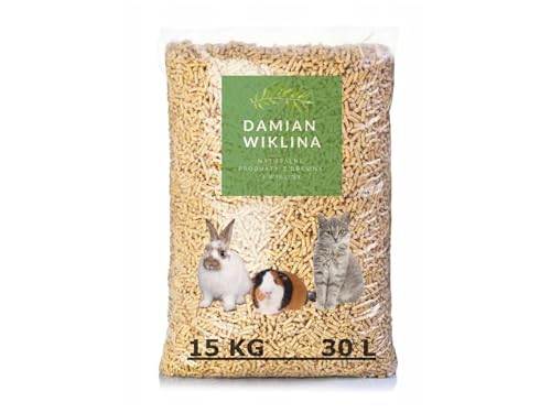 Pellets de madera para gatos, 15 kg, 30 l, para un control eficaz de olores y humedad, 100% vegetal para gatos y otras razas de animales pequeños, compostable