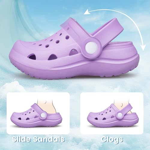 Image of vibdiv Boys Girls Clogs Kids Garden Shoes Unisex Child Cartoon Slides Sandals Beach Slipper Indoor Outdoor(Toddler /Little Kids /Big Kids)