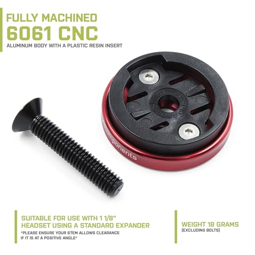 Image of JRC Components Enkei Top Cap Bike Stem Mount | Compatible with Garmin Edge Series Devices | Lightweight CNC 6061-T6 Aluminium Body | Suitable for use with 1 1 /8 inch Headset (Red)