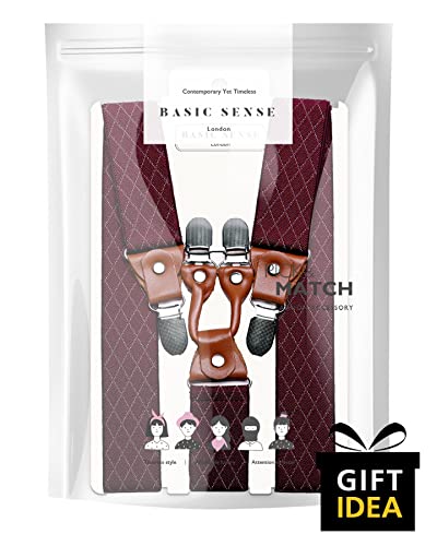 Tirantes para hombre Y-Back de cuero genuino Basic Sense 6