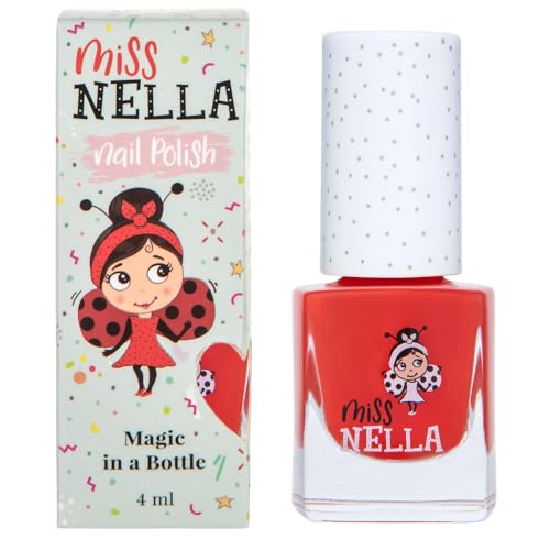 Miss Nella STRAWBERRY 'N CREAM- Esmalte de uñas especial roja para niños, con fórmula despegable, a base de agua y sin olor