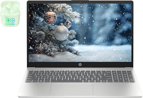 Image of HP 15.6 inch FHD Business & Student Laptop Computer, 64GB RAM 2TB SSD, 10-Core Intel Core i5, Windows 11, PLUSERA Earphones, Silver
