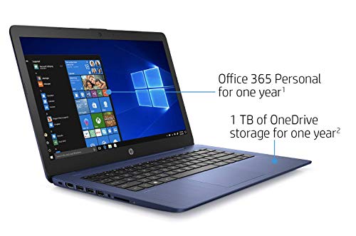 Hp 2021 Newest 14 Inch Hd Laptop Computer, Intel Celeron N4000 Up To 2.6 Ghz, 4Gb Ddr4, 64Gb Emmc Storage, Wifi, Webcam, Hdmi, Bluetooth, 1 Year Microsoft 365,Windows 10 S, Blue + Hubxcel Cables #TOP1