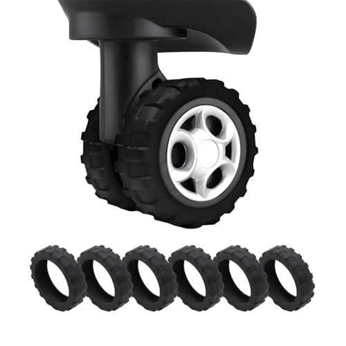 Copricerchi per bagagli, 8 pezzi, per fuoristrada, in silicone, riduzione del rumore, antigraffio, Nero (ruote da 1,7 a 2,2 pollici), Custodia a rullo
