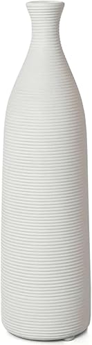 Miniatura 1 de Jarrón moderno de cerámica blanca, jarrones pequeños de cuello estrecho de 10 pulgadas, jarrones de cerámica decorativos, chimenea, decoración de