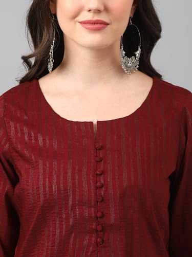 Image of Hritika Women's Cotton Blend Jacquard Woven Kurta with Palazzo Set HRKB0048