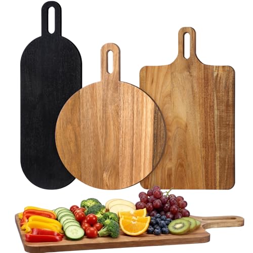 Set 3 Piezas Tabla Para Cortar Acacia Oval Negra miniatura 1