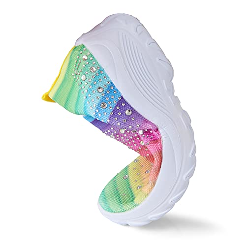 Image of GOSPT Women's Mesh Sport Shoes Rhinestone Glitter Slip On Ballroom Jazz Latin Dance Sock Sneakers