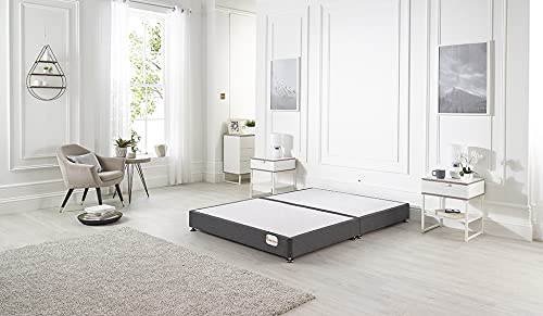 Bed Centre Platform Divan Bed Covered in Luxury Plush, Linen and Tweed Fabric (Baige Plush, Double 135 x 190cm)