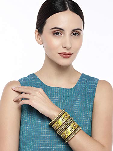 Image of Peora Silk Thread Kundan & Stone Studded Chuda Bangles Set Gift for Women