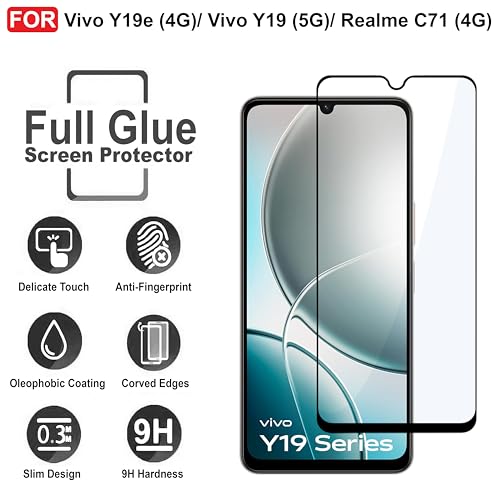 Image of CEDO Tempered Glass for Vivo Y19e (4G) / Vivo Y19 (5G) / Realme C71 (4G) | Screen Protector Full HD Quality Tempered Glass Anti-Scratch Edge to Edge Coverage with Easy Installation Kit (Black)