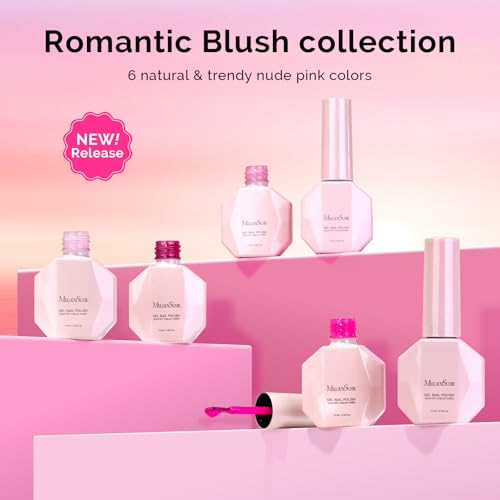 Image of MelodySusie Bright Pink Gel Nail Polish Set - 6 Colors Nude Pink Neon Pink Purple Soak Off UV LED Gel Polish Gift for Women Nail Art Manicure Salon DIY Nail Design Decoration at Home
