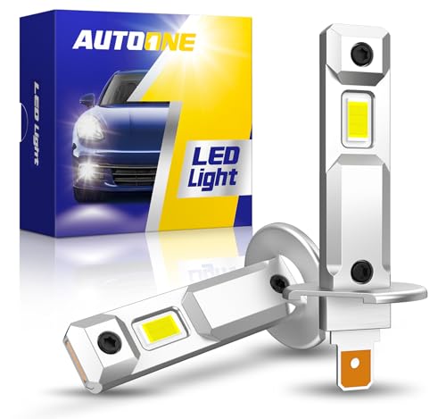 Image of AUTOONE H1 Led Bulbs, 60000LM 6500K Cool White, 12 Times Brightness, H1 Upgraded Replacement for Cars, Plug and Play (Pack of 2)