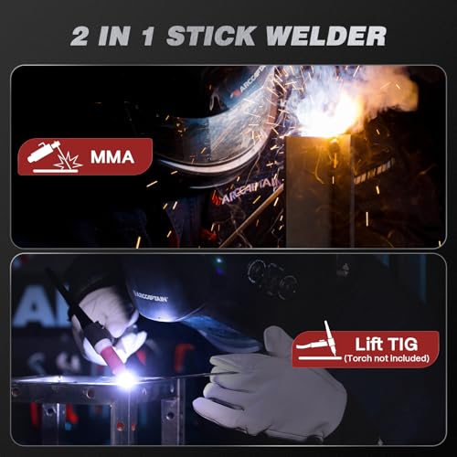 Image of ARCCAPTAIN 205A Stick Welder, ARC /Lift TIG Welding Machine, 120V /240V | APP Control, Synergic Control, Large LED Display, Plate Thickness, IGBT Inverter, Hot Start, Arc Force, ARC Welder 10 Rods
