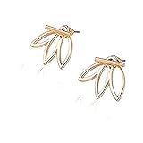 Leiothrix Lotus Stud Earrings Jackets Flower Earrings Stud Jewelry Korean Earring for Women and Girls (Gold)