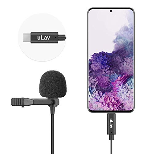uLav Omnidirektionales USB-C-Lavalier-Mikrofon zum Anklipsen, externes Mikrofon für Android-Smartphone, iPad Pro, USB-Typ-C-Geräte,