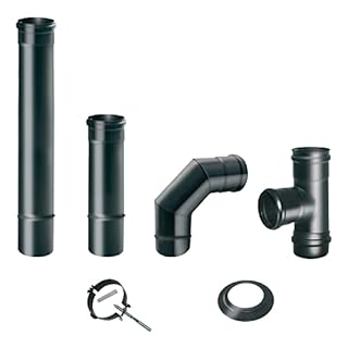 Canna Fumaria Kit Tubi Stufa a Pellet DN 80, Canale da Fumo con Elementi Componibili Rigidi in Acciaio al Ferritico, Nero Opaco, Spessore Minimo 8/10mm, Conforme Standard Marcatura CE | Brico Kit