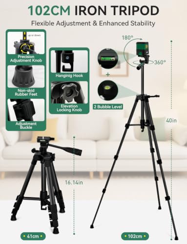 Image of Nikotek Laser Level, Self-leveling Green Line Laser With Horizontal and Vertical Lines for Construction and Picture Hanging, Battery Included (NK02GT1)