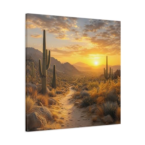 Tableau canvas paysage désert soleil couchant grand format carré 75x75 cm
